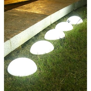 Decoratiune pentru gradina, lampi solare in forma de ciuperca, 5 ciuperci, alb rece - Img 3