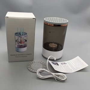 Dispozitiv Portabil de Curatare a Pensulelor de Machiaj, Flippy, Potrivit pentru Pensule de Diferite Dimensiuni, 5V, 7000RPM, Vibratii Sonice, USB, Alb/Negru, 9x9x16 cm - Img 4