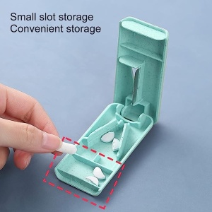 Dispozitiv taiere si depozitare medicamente, Flippy, Albastru, Plastic, 8 x 4 x 1.8 cm - Img 6