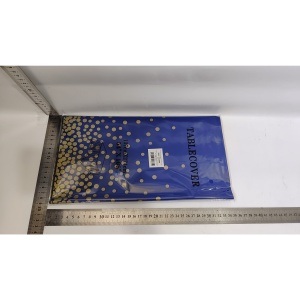 Fata de masa dreptunghiulara, Flippy, Impermeabila, Anti-pete, Pentru petreceri, nunti, botezuri, decoratiuni, 274x137cm, Albastru Inchis/ Gold - Img 2
