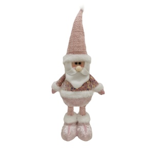 Figurina Decorativa, Pentru Craciun, Flippy, Mos Craciun, Picioare Telescopice, Inaltime Reglabila 44-54cm, Bluza cu Paiete, Roz - Img 3