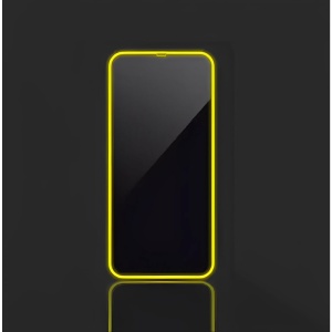 Folie de Sticla Securizata pentru Apple iPhone 15 Pro Max, Flippy, Luminous, Margine Fosforescenta Neon din Silicon, Mat, Anti-Amprenta, Protectie Completa, 9H, Galben - Img 2