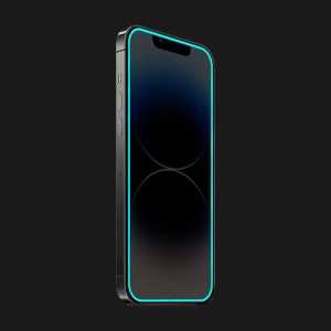 Folie de Sticla Securizata pentru Apple iPhone 15 Pro Max, Flippy, Luminous, Margine Fosforescenta Neon din Silicon, Mat, Anti-Amprenta, Protectie Completa, 9H, Albastru - Img 3