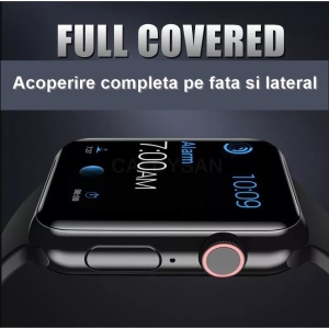 Folie Sticla pentru Apple Watch Series 2/3 38 mm adeziv pe margine Negru - Img 14