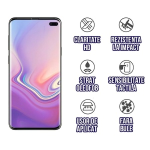 Folie Sticla Securizata Curbata Flippy pentru Samsung S10 Plus cu recunoastere a amprentelor digitale, 9H, lipici margine, contur negru - Img 7