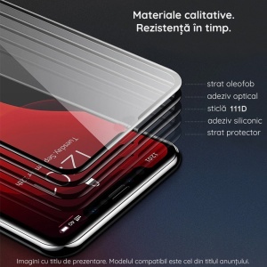 Folie Sticla Securizata, Flippy, Compatibila cu Oppo Reno 11F, Full Cover 111D, HD, Margini Negre, Transparenta - Img 3