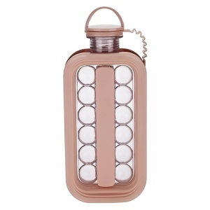 Forma pentru Gheata 2 in 1 Portabila, Flippy, sub Forma de Sticla, Sfere, Diametru 3 cm, Multifunctional, 17 Bilute, 27.5 x 11.4 x 5.5 cm, Culoare Roz Pal - Img 1