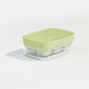 Forma pentru gheata cu presa Flippy, din silicon alimentar, 6 cuburi, caserola pentru depozitare, usor de folosit si curatat, 10.5 x 7.5 x 4.1 cm, verde - Img 5