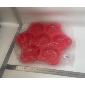Forme de Silicon pentru Copt, Flippy, 7 Forme Rotiunde, pentru Burgeri si Prajituri, 38.5 x 4 cm, Rosu - Img 2
