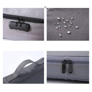 Geanta Flippy pentru Depozitare Acte si Documente, Facturi, Carduri, cu Cod de Securitate, 2 Compartimente, Impermeabila, 37 x 10.5 x 27 cm, Gri - Img 15