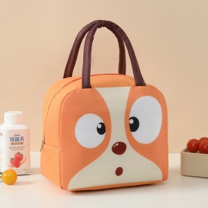 Geantă Frigorifică, Flippy, cu Desene Animat, Portabilă pentru Copii, de Prânz, din Pânză Oxford, 22x14x19 cm, Model Catelus, Maro - Img 4