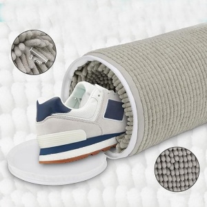 Geanta pentru Spalare Incaltaminte, Flippy, pentru Masina de Spalat, cu Fibre Pufoase in Interior, cu Fermoar, Curatare 360 de Grade, 39x19 cm, Gri deschis - Img 3