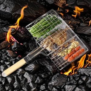 Gratar pentru Peste si Carne, Flippy, Suprafata Utila 32x19 cm, Otel Inoxidabil, cu Maner, Portabil, Argintiu - Img 5