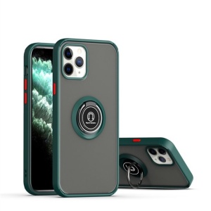 Husa Anti Fall Metal Bracket pentru Apple iPhone 11, Rezistenta la socuri, Margini colorate, Cu inel de prindere magnetic, Flippy, Verde - Img 1