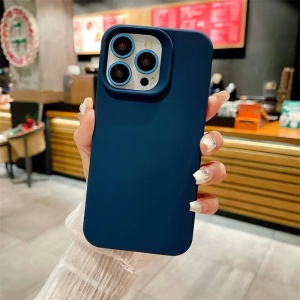 Husa Apple iPhone 14 Pro Max, Flippy, din Silicon Lichid, Interior din Microfibra, Lentile Fosforescente de Protectie Camera, Anti Amprenta, Rezistenta la Socuri, Albastru Marin - Img 6