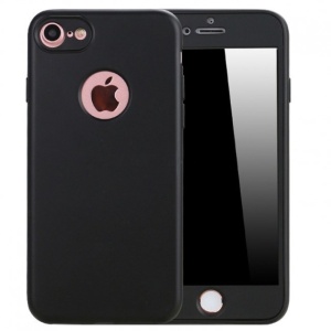 Husa Apple iPhone 7 Full Silicone 360 Negru + Folie de protectie - Img 2