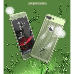 Husa Apple iPhone 7 Plus IPAKY Full Cover 360 Air cu Gauri Verde + Folie Sticla - Img 3
