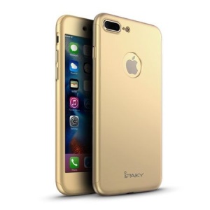 Husa Apple iPhone 8 Plus IPAKY Full Cover 360 Auriu + Folie Cadou - Img 7