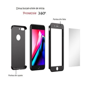Husa Apple iPhone 8 Plus IPAKY Full Cover 360 Negru + Folie Cadou - Img 4