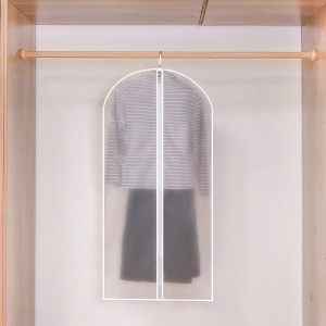Husa de Depozitare cu Fermoar, Flippy, pentru Haine, de Protectie, pentru Voiaj, Netesut, Rezistent la Praf, 60x120 cm, Transparent-Alb - Img 5