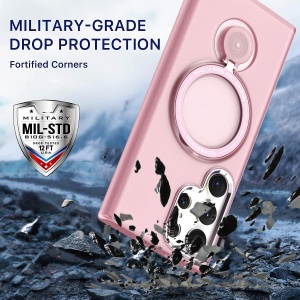 Husa de protectie Flippy, cu incarcare Wireless, Tehnologie Magsafe, TPU, Inel magnetic rotativ cu functie de suport, pentru Samsung Galaxy S23 Ultra , Rose Gold - Img 4
