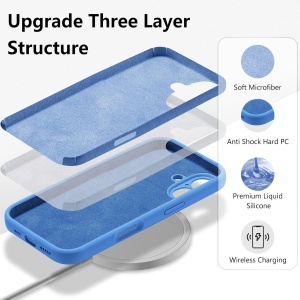 Husa de Protectie, Flippy, pentru iPhone 16 Plus, Liquid Silicone, cu Microfibra pe Interior, Protectie Antisoc, Compatibil Incarcare Wireless, Albastru - Img 5