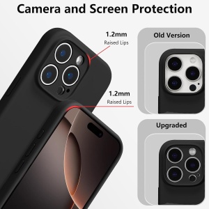 Husa de Protectie, Flippy, pentru iPhone 16 Pro, Liquid Silicone, cu Microfibra pe Interior, Protectie Antisoc, Compatibil Incarcare Wireless, Negru - Img 4