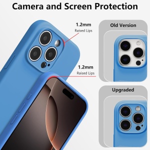 Husa de Protectie, Flippy, pentru iPhone 16 Pro Max, Liquid Silicone, cu Microfibra pe Interior, Protectie Antisoc, Compatibil Incarcare Wireless, Albastru - Img 4