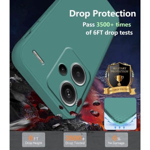Husa de Protectie, Flippy, pentru Xiaomi Redmi Note 13 Pro Plus 5G, Liquid Silicone, cu Microfibra pe Interior, Protectie Antisoc, Compatibil Incarcare Wireless, Verde - Img 5