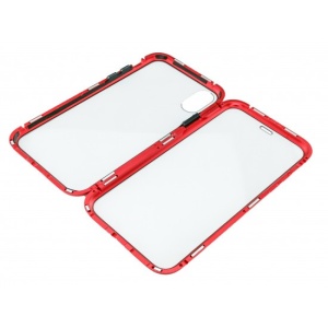 Husa de protectie Magnetic 360, Folie sticla inclusa, pentru Apple iPhone X, Rosu - Img 5
