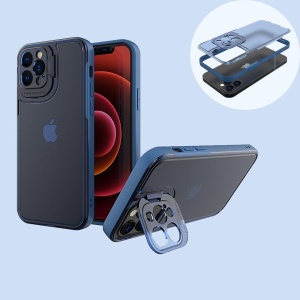 Husa de protectie pentru Apple iPhone 14, Flippy, Bracket series cu suport si protectie pentru camera, Albastru - Img 4