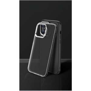 Husa de protectie pentru iPhone 14, cu suport metalic pentru camera, Bracket Series, Flippy, Protectie Antisoc, PC mat, silicon moale pe margini, Negru - Img 3