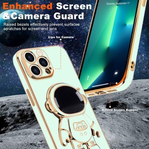 Husa de Protectie TPU 2in1, Flippy, pentru Apple iPhone 14 Pro Max, Astronaut cu Suport, Antisoc, Rezistenta la Impact, Protectie Camera, Verde - Img 4