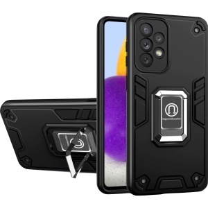 Husa Iron Warriors pentru iPhone 14, Flippy, Hybrid Ring Holder Kickstand, Negru - Img 1