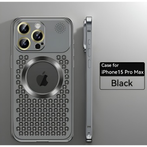 Husa MagSafe Aromaterapia Compatibila cu iPhone 15 Pro Max, Flippy, Suport Magnetic, Antisoc, Antizgariere, Protectie Camera si Supraincalzire, din Aliaj de Aluminiu, Negru - Img 5