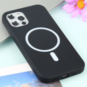 Husa MagSafe liquid large hole magnetic shell pentru Apple iPhone 13, Full Cover, Liquid Silicone, Magnetica, Incarcare Wireless, Flippy, Negru - Img 2