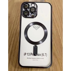 Husa MagSafe pentru Apple iPhone 12, Full Cover, Protectie camera, Margini colorate Electroplating, Magnetica, Incarcare Wireless, Flippy, Negru - Img 2