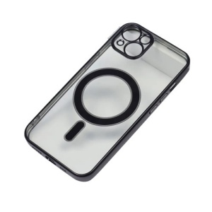 Husa MagSafe pentru Apple iPhone 13 Pro, Protectie camera, Full TPU, Margini colorate Electroplating, Magnetica, Incarcare Wireless, Flippy, Negru - Img 3