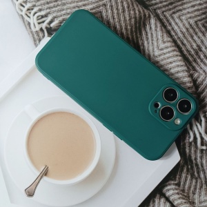 Husa pentru Apple iPhone 14 Plus Flippy, Liquid Silicone, cu Microfibra pe interior, Protectie Antisoc, Dark Green, Verde inchis - Img 4