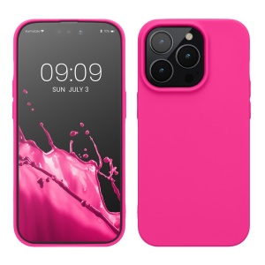 Husa pentru Apple iPhone 14 Pro Flippy, Liquid Silicone, cu Microfibra pe interior, Protectie Antisoc, Roz-Fuchsia - Img 1