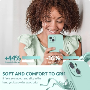 Husa pentru Apple iPhone 14 Pro Max Flippy, Liquid Silicone, cu Microfibra pe interior, Protectie Antisoc, Light Cyan - Img 4
