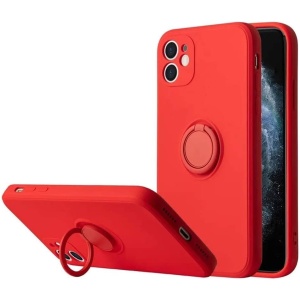 Husa protectie Flippy compatibila cu Apple iPhone 12 Liquid Silicone Ring cu suport rotativ Rosu - Img 4