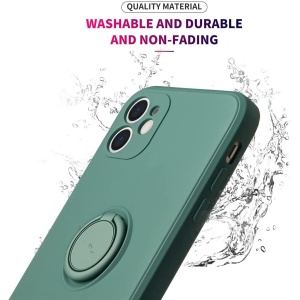 Husa protectie Flippy compatibila cu Apple iPhone 12 Mini Liquid Silicone Ring cu suport rotativ Verde - Img 4