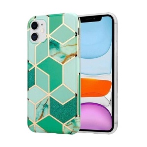 Husa protectie Flippy compatibila cu Apple iPhone 12 Mini Soft IMD TPU Marble Geometric Verde - Img 1