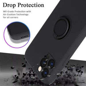 Husa protectie Flippy compatibila cu Apple iPhone 12 Pro Max Liquid Silicone Ring cu suport rotativ Negru - Img 4