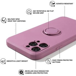 Husa protectie Flippy compatibila cu Apple iPhone 12 Pro Max Liquid Silicone Ring cu suport rotativ Mov - Img 3