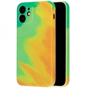 Husa protectie Flippy compatibila cu Apple iPhone 12 Pro Tpu Ombre, Verde/Portocaliu