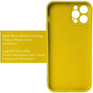 Husa protectie Flippy compatibila cu Apple iPhone 13 Pro Liquid Silicone Ring cu suport rotativ Galben - Img 3