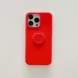 Husa protectie Flippy compatibila cu Apple iPhone 13 Pro Max Liquid Silicone Ring cu suport rotativ Rosu - Img 2