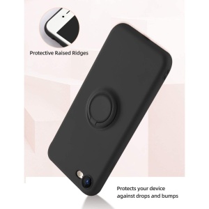 Husa protectie Flippy compatibila cu Apple iPhone 7/8/SE 2020 Liquid Silicone Ring cu suport rotativ Negru - Img 2